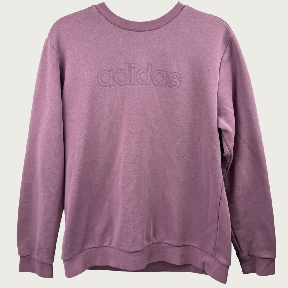 Adidas Sweatshirt Womens Large Mauve Purple Embossed Logo Crewneck Athleisure